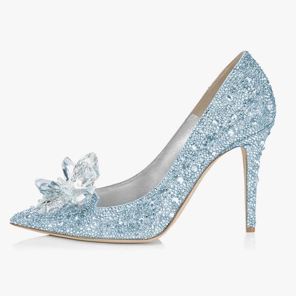 Light Blue Sparkling 4 Inch Heels Pointed Toe Pumps with Gems - Picture 2 of 3